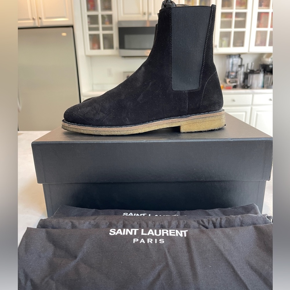 Saint Laurent Otterproof Flat Heel Chelsea Boot Nero Black Size 8.5M/41Euro - Picture 2 of 5